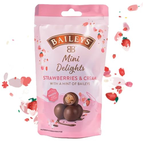 Baileys Chocolate Mini Delights Strawberries & Cream | 1 x 102 g | zartschmelzende Mini-Pralinen | Pralinen Geschenk | gefüllt mit Baileys Likör