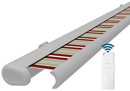 Eclipse Vollkassettenmarkise Premium elektrisch 4x3m Markise Balkon Terrassenüberdachung Kassettenmarkise Gelenkarm Polyacryltuch UV-Schutz 50+ Smarthome-fähiger Dooya Motor, Markisentuch: Wildrose