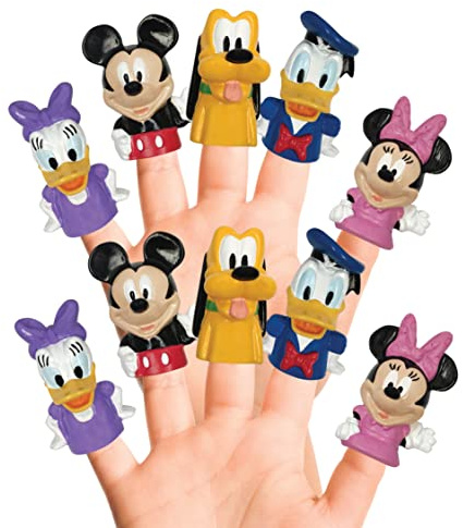 Disney Mickey Mouse & Friends 10 Piece Finger Puppet Set – Party Favors, Educational Play, Bath & Pool Toys, Beach Games, Finger Puppets, Playtime Activities