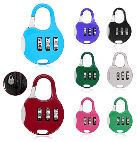 Candado Combinacion Pequeño 8 Piezas Aluminio Candado Taquilla Gimnasio Mini Candado Maleta Viaje Seguridad Candado Numerico 3 Digitos para Colegio Armario Mochila de Equipaje (8 Colores)