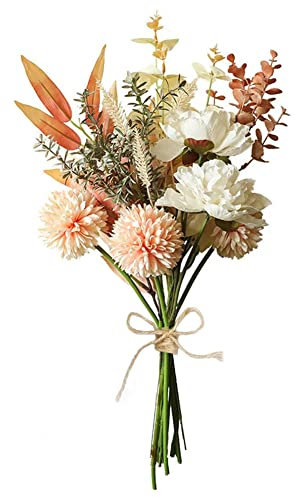 Weldomcor Kunstblumen Hortensien Künstliche Pflanzen Blumen wie Echt Deko Seidenblumen Blumenstrauß künstlich Blumenarrangements Hochzeit Zimmerdeko, Champagner