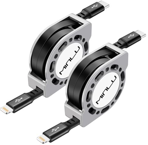 Einziehbares USB C auf Lightning Kabel 1.2M 2Pack [MFi zertifiziert] iPhone 14/13/12/11 Schnelllade Kabel Typ C iPhone Ladegerät Kabel für iPhone 14 13 12 11 Pro Max/Pro/Mini Xs X 8 Plus 8 7 6s 6 5 SE