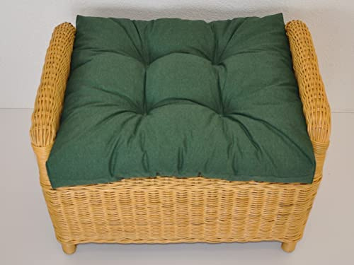 Premium Qualität - Polster/Kissen/Ersatzpolster für Rattan Ohrensessel/Rattansessel, Hockerkissen, Colore Verde Scuro (dunkelgrün)