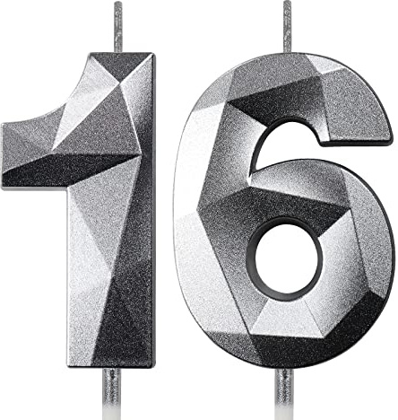 Velas Cumpleaños Vela 16 años Fiestas Velas de Cumpleaños Números Vela Cumpleaños Plata Velas 16 Cumpleaños