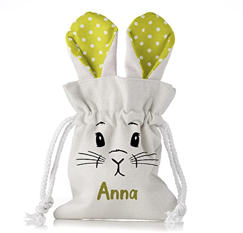 LIEBTASTISCH - Ostertasche Personalisiert mit Namen - Ostertüte zum Befüllen - Stoff Osternest Osterkorb Osterkörbchen für Ostergeschenke Kinder - Geschenktüte Ostern Geschenke - 26x15 cm (Grün)