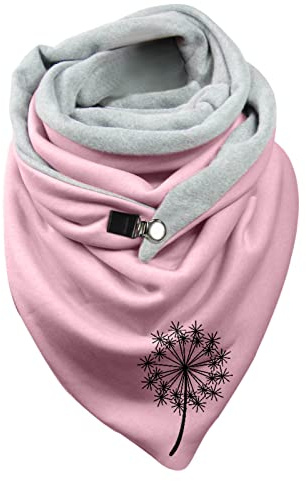 Rrunsv Schal Damen Winter Dreieckschal Loop Schal Scarf Damen Herbst und Winter Fleece Warmer Löwenzahn Druck Doppelnähte Dreiecksschnalle Schal Radfahren Dreieck Schal Poncho Dünn Schals Halstuch