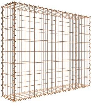 Rostige Gabione 100 cm x 80 cm x 20 cm (L x H x D), maskstorlek 5 cm x 10 cm, spiral