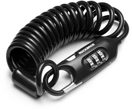 ROCKBROS Bike Lock Cable Combination Motorcycle Helmet Lock High Security Bicycle Lock - 6FT Long, Portable, Anti-Theft, for Scooter/Bicycle/Ebike