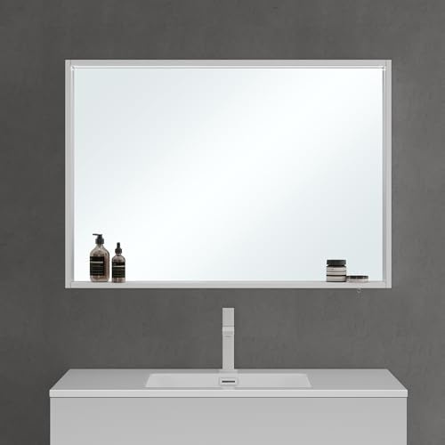 Mai & Mai Spiegelschrank Bad mit Beleuchtung Hängeschrank100x12x70 cm | Badezimmerschrank Badezimmerspiegel Weiß matt, 5mm Kupferfreier HD Silber-Spiegel, Spiegelschrank-01