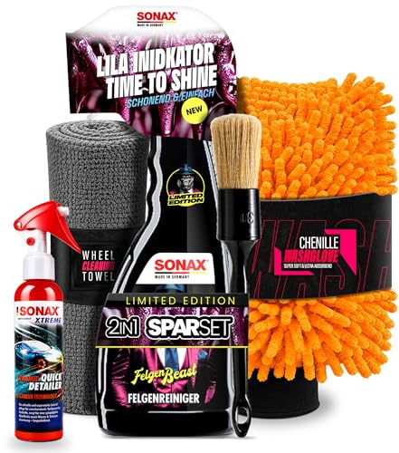 Fälgrengöring och tätningsset | Sonax fälgstrand fälgrengöring 500 ml specialutgåva Sonax Xtreme Ceramic Quick Detailer 140 ml fälgborste tvätthandske