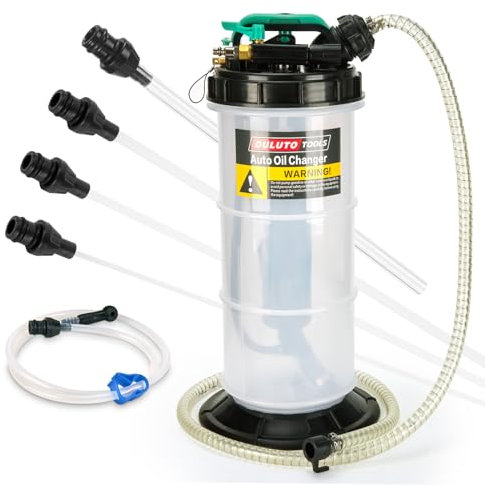 OULUTO 5.3L Manuale e Pneumatico Pompa Aspirazione Olio | Pompa Estrattore Liquidi Olio | Pompa di Aspirazione Liquido Pompa con 6 Tubi, Trasmissione Olio Fluido Pompa Olio Motore Pompa