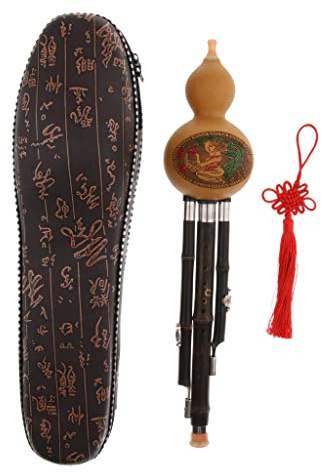 Chinesische Flöte Hulusi Kürbis Flauta Bambuspfeifen Cucurbit Musikinstrumente C Key Folk Musik für Anfänger - Handgefertigte schwarze Bambusflöte mit Koffer - Weicher und anmutiger Klang -