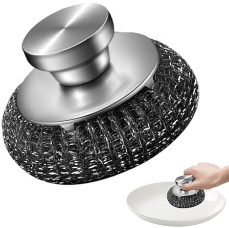 Edelstahl-Scheuerschwämme, Edelstahl-Geschirrspülbürste - Edelstahl-Reinigungspads, Spülbürste,Tragbare Metall-Schrubber-Topfschrubber für Eisentöpfe, Grills