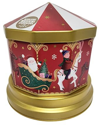 Musical Carousel Tin with Vanilla Fudge Festive Christmas Candy Treats 150g Collectible Tin Gift for Kids & Adults Vegetarian