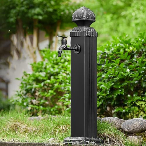 Fontaine à colonne d'eau de jardin d'extérieur avec support de tuyau pour robinet de jardin autoportant et fontaine pour une utilisation en extérieur Colonnes de robinet d'eau montées au sol (72 cm)