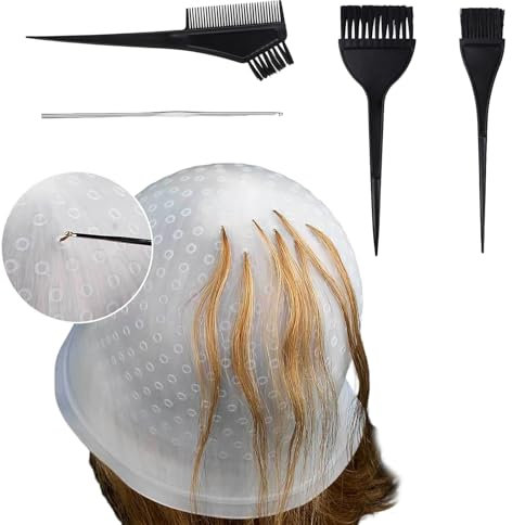 5 Stück Strähnchenhaube Set, Strähnen Färben Set, Multifunktional und Benutzerfreundlich Strähnchen Set, für Haarfärbebegeisterte, Friseursalons und Familien
