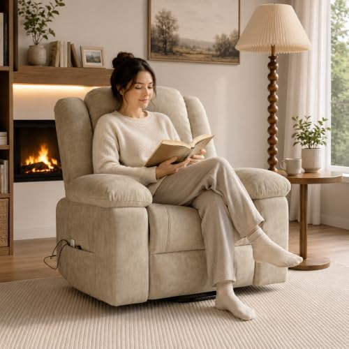 MIOOSUT Poltrona sollevatore elettrico, poltrona relax elettrica con funzione di calore poltrona massaggiante a 8 punti Relax poltrona relax con poggiapiedi poltrona elettrica massaggiante (marrone)