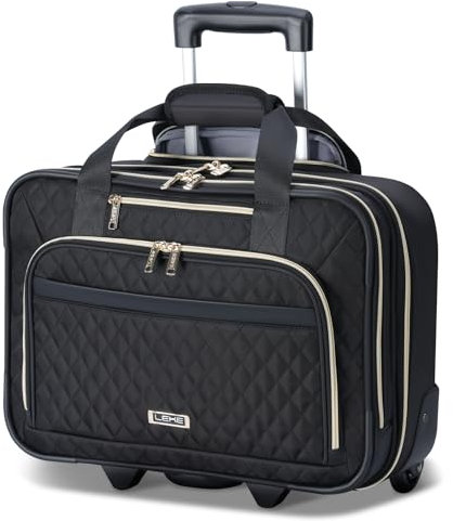 Lekespring Laptop Trolley Business mit Rolling Rädern, Stylische Wasserdicht Handgepäck Koffer Organizer mit 15.6 Zoll Laptopfach, Rollkoffer Aktenkoffer für Reisen/Business/Damen, Schwarz