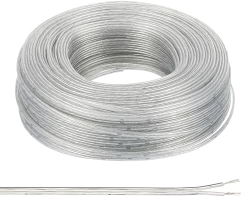 PATIKIL 200Ft 24/2 PVC ummanteltes Kupferkabel, 300V Weiches, Transparent | Lautsprecherkabel Isoliert Hitzebeständiges Elektronik Flexibles Kabel LED-Lichtstreifen für, UL-gelistet
