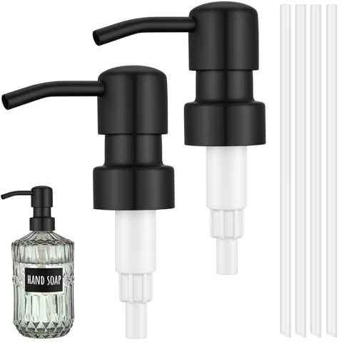 Segbeauty Dispensador de Jabón de Repuesto, 2 Piezas Recambio de Dosificador de Acero Inoxidable, con Roscado de 28/400, Cabezal de Bomba de Recambio para Botes Gel y Champu