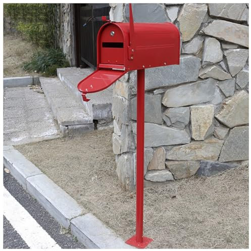 NQNFWCRJ American Outdoor Tall Mailbox Floor Standing All-weather Letter Storage Boxes Galvanized Steel Pillar Mailboxes for Villa Garden Lawn