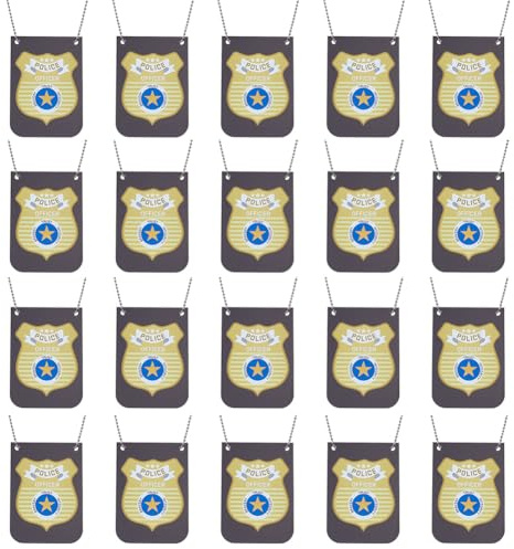 ORIGACH Juego de 20 insignias de policía con cadena, insignias de policía del FBI, accesorios para disfrazarse, disfraces de Halloween, accesorios, regalos, regalos de fiesta, suministros