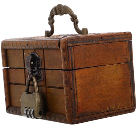 LIGIGWASH Boîte à Bijoux Vintage en Bois, Lock Box avec Serrure, Coffret Décoratif Ancien à Poignée, Rangement Spacieux pour Bijoux et Accessoires
