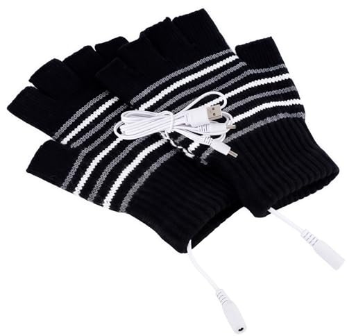 USB-Beheizte Handschuhe,Strickhandschuhe,Beheizte Handschuhe Fingerlos für Frauen Mann,Half Finger Warm, Winter Warme Handschuhe,Handwärmer für Laptop, Gaming, Tippen, Büro