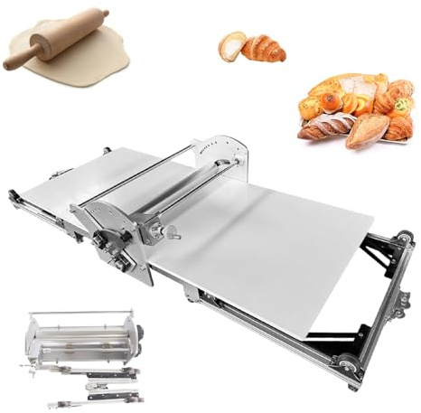 Sfogliatrice elettrica pieghevole, sfogliatrice professionale per pasticceria, spessore regolabile da 2 a 30 mm, rullo in alluminio, piccola macchina automatica per pasta sfoglia per croissant