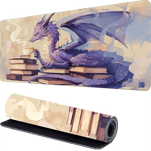 Dragon Mouse Pad 1200 x 600 x 3mm Desk Mat Purple Gaming Mouse Pad, Large Mousepad, Mousemat Computer Desk Mat with Non Slip Rubber Base, Water Resist Surface, for Computer, Desks, Gaming, Work r-356
