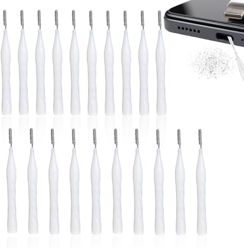 20 Pack Mobile Phone Cleaning Kit, Charging Port Cleaning Kit White Mini Brushes Cellphone Speaker Cleaner, Mobile Phone Charging Port Cleaner Suitable for Cell Phones Tablets Headphones