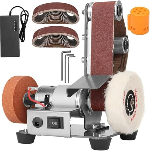 Smerigliatrice professionale da banco e levigatrice da 370 W con controllo della velocità variabile, rettificatrice multifunzione con interruttore di inversione per metallo, legno e affilatura