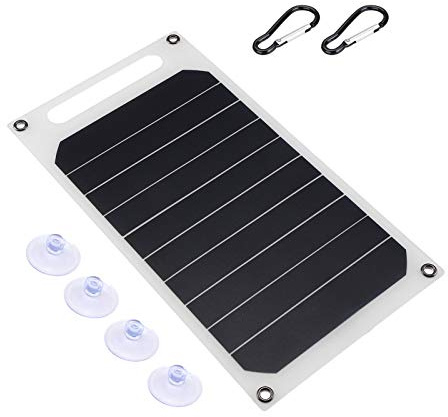 Walmeck Mini Pannello Solare Caricabatterie USB a Celle Solari a Luce Sottile Caricabatterie Solare Portatile per Campeggio Esterno Caricatore per Auto con Telefono LED da