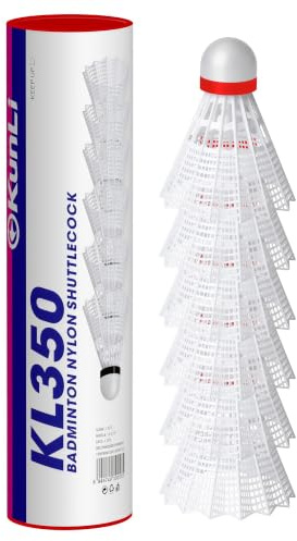 kunli KL-350 Nylon Badminton Shuttlecocks, 6 Pack, Natural Cork Head | Durable Nylon Skirt And Stable Flight, Suitable For Competition, Training Or Casual‑Recreational Play