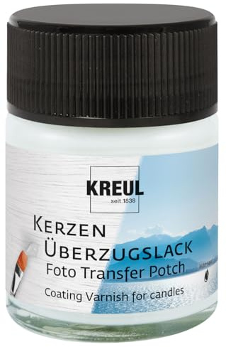 KREUL 49971 - Foto Transfer Potch Überzugslack für Kerzen Seidenglanz, Glas mit 50 ml, auf Wachsbasis, zum Schutz der übertragenen Bilder vor Staub und Schmutz