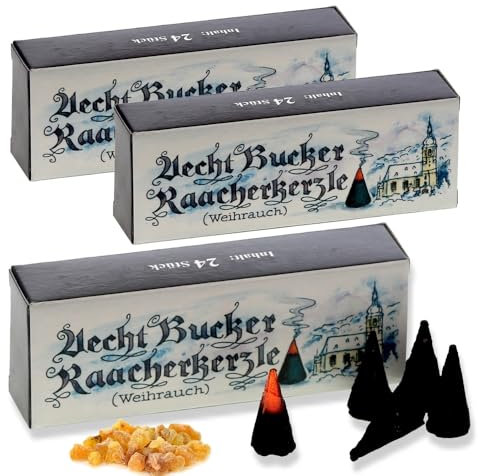 Bockauer Räucherkerzen Erzgebirgische Aecht Bucker Raacherkerzle - Echt, Räucherduft:3 Packs Weihrauch