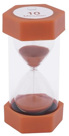 TimeTEX - Grand sablier | Minuteur de 10 Minutes pour visualiser l'heure des tâches en Classe ou à la Maison | 6 côtés, 16 cm de Haut, 7 cm de diamètre | Couleur : Orange