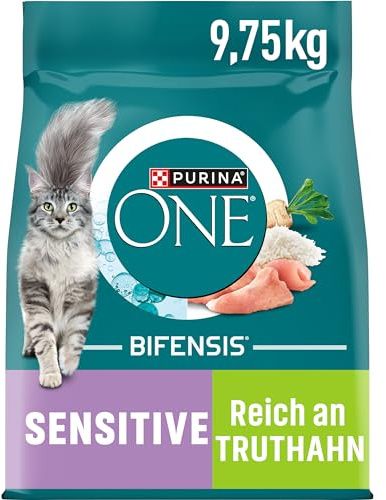PURINA ONE Bifensis Sensitive vuxen kattkibble med kalkon och ris 9,75 kg säck
