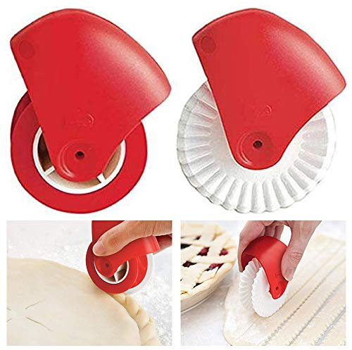 THETAG Rueda Rodillotarta Decoración, 2 Piezas Plástico Cortador Masa Rueda Juego de Cortadores Galletas Rodantes Rueda Rodillo Pastelería para Masa de Tarta, Ravioles, Pasta, Pizza
