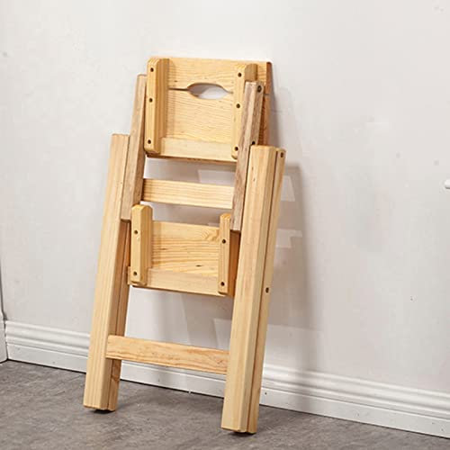 Hamankim Sgabello con Scala Pieghevole Sgabello a 2 gradini Scaletta in Legno Sgabello Multifunzionale con gradini Antiscivolo Sedia per Scale da Cucina per Cucina da Ufficio per la casa, Naturale