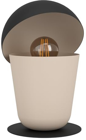 EGLO Tischlampe Batabano, ausgefallene Nachttischlampe | Tischleuchte aus Metall in Sandfarben und Schwarz, Deko Lampe für Wohnzimmer und Schlafzimmer, E27 Fassung