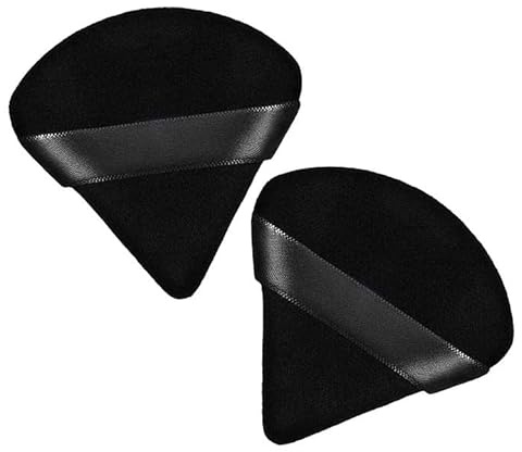 2 Pieces Triangle Puff Puff Soft Makeup Powder Puff Powder Puff Reusable Triangle Dry Wet Velvet Puff for Loose Powder Makeup Daily Foundation Cream Blush (Black)