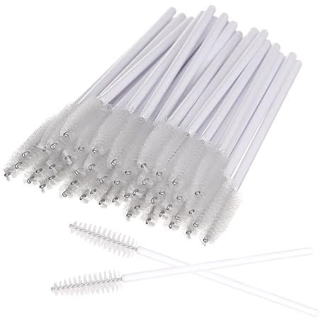 AIYONG 100PCS Brosses à Cils Jetables, Goupillon Cils, Brosse à Sourcils, Brosse Cils, Outil de Maquillage Mascara Brosse à Sourcils Applicateur, Extensions de Cils Mascara Baguettes, Blanc