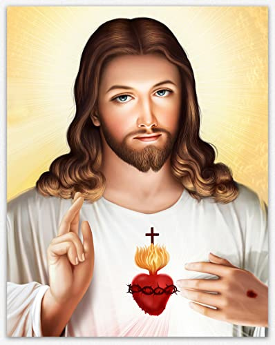 WallBuddy Heiliges Herz Jesu, moderner religiöser Druck, Jesus Christus, Wandkunst, Wohnzimmer, Büro, Esszimmer (20,3 x 25,4 cm)