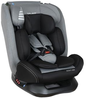 Play Scout i-Size. Silla de coche evolutiva sin Isofix Grupo 0/1/2/3 de 0 a 12 años. Niños altura 40-150cm. Contramarcha hasta 4 años. Instalación universal con cinturon seguridad. (Grey Eagle)