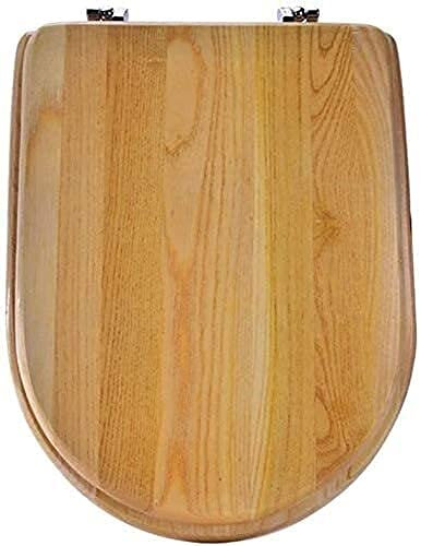 Toilet Seat Metal Hinge Solid Wood Toilet Seat Sturdy Duroplastic Toilet Lid Thickened Vintage Wooden Design Toilet Cover (Large U Type) (Small U Type)