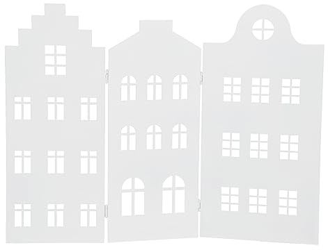 dekorative Silhouette Häuserzeile 3 oder 8 Häuser als Paravent Metall hellgrau weiß schwarz je beidseitig farbig in verschiedenen Größen (groß, weiß)