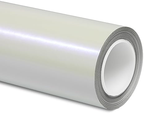 Folindo® Perlmutt Autofolie Weiss/Violett Matt (13€/m²) | 300 x 152 cm | Selbstklebende Luftkanal Folie zur Auto Folierung | Blasenfrei Pearl Effekt Folie
