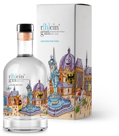 r[h]eingin Aachen Edition | mit Geschenkverpackung, Souvenir, Mitbringsel | Geschenk Weihnachten mit Skyline | Geschenkidee für echte Liebhaber | 500ml Einzelflasche | 46% Vol.