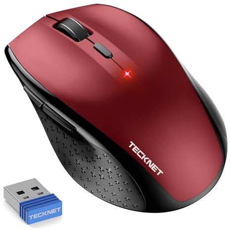 TECKNET Silent Maus Kabellose, 4800DPI 2.4GHz Leise Funkmaus mit Nano Empfänger, Side Control, Ohne Klickgeräusche, 6 Verstellbare DPI Level, Sechs Knöpfe Wireless Maus für Büro Zuhause, Schwarz